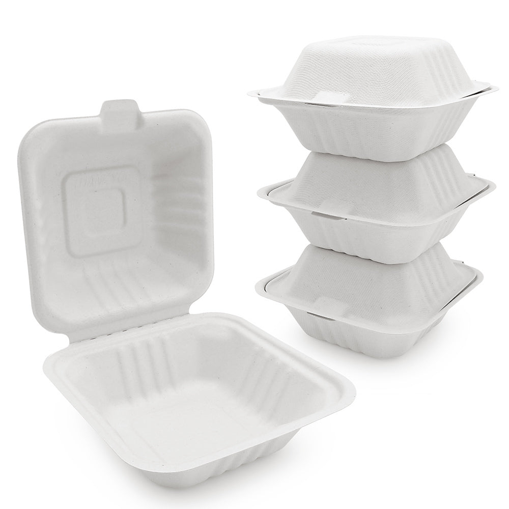 Takeaway Bagasse Sugarcane Burger Box 6 x 6 (200 pcs)