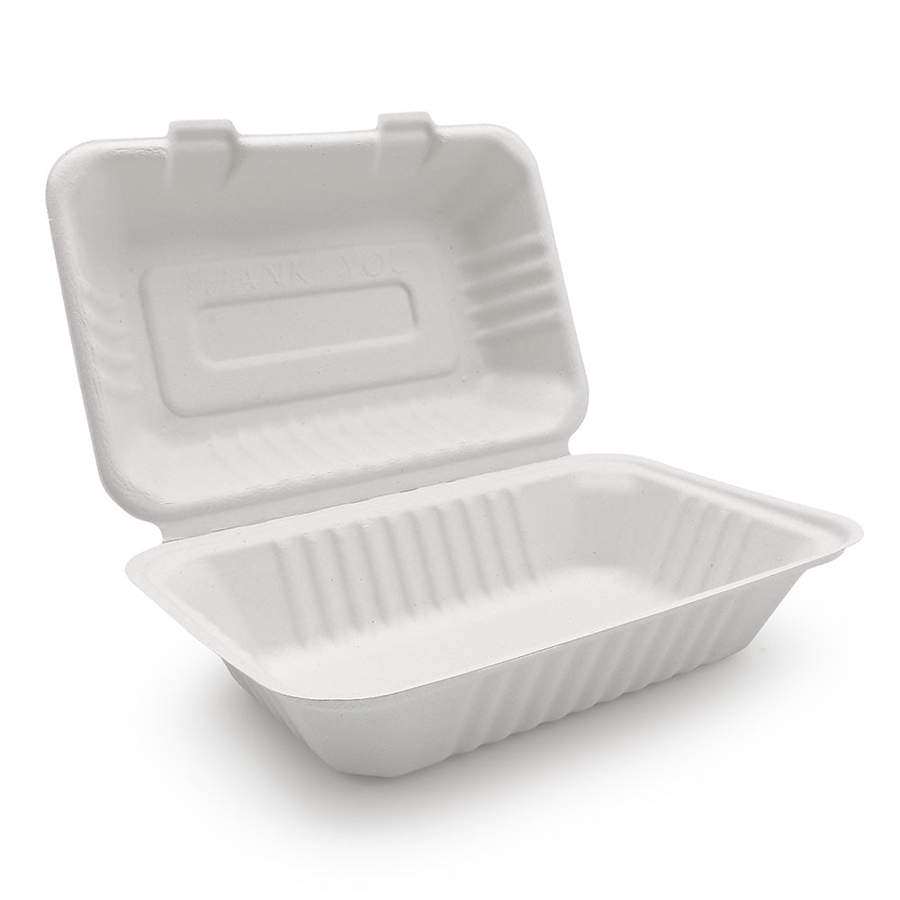 Bagasse Clamshell 9" x 6" (200 pcs)