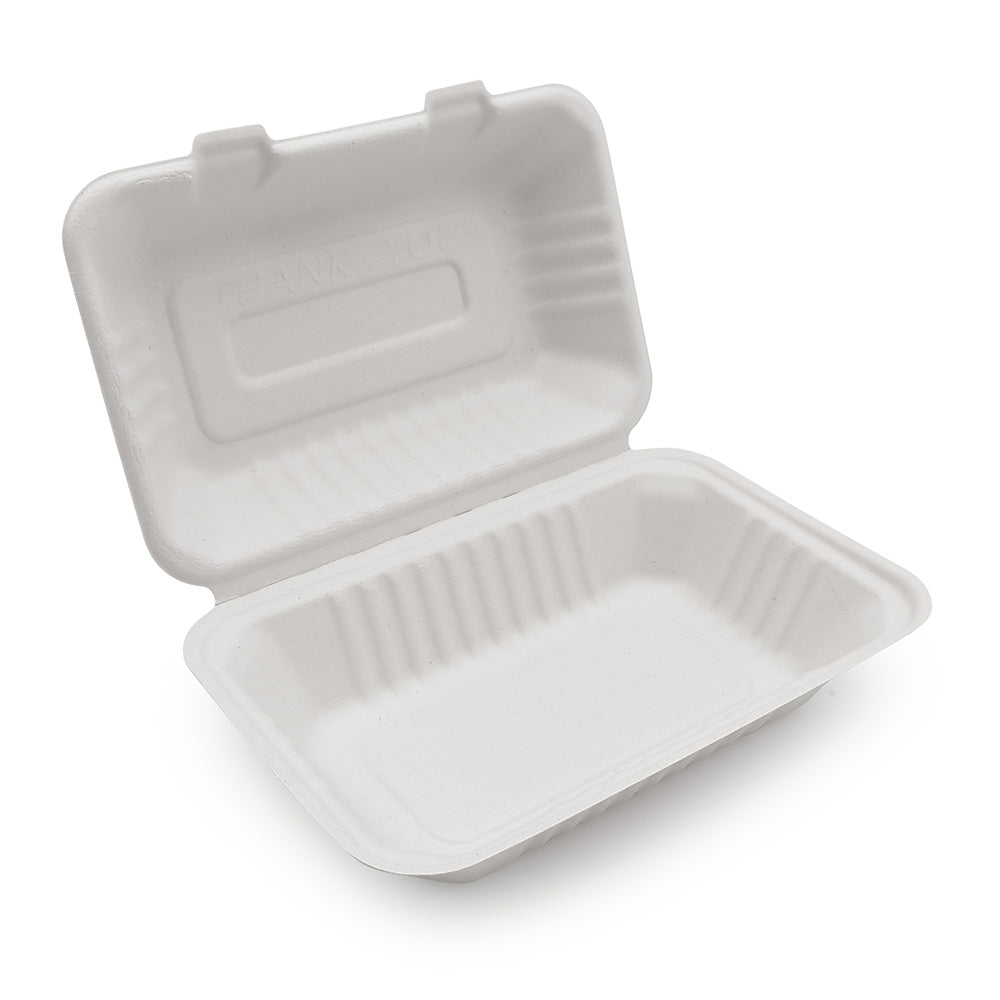 Bagasse Clamshell 9" x 6" (200 pcs)