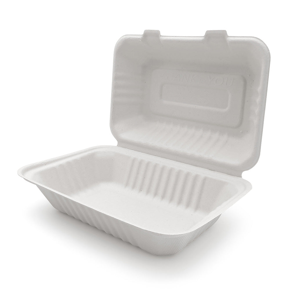 Bagasse Clamshell 9" x 6" (200 pcs)