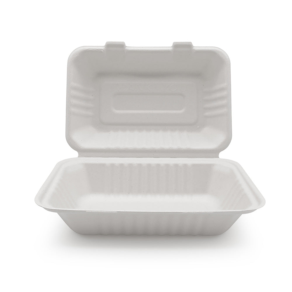 Bagasse Clamshell 9" x 6" (200 pcs)