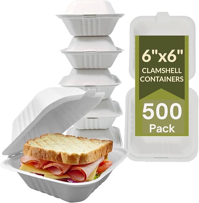 Takeaway Bagasse Sugarcane Burger Box 6 x 6 (200 pcs)