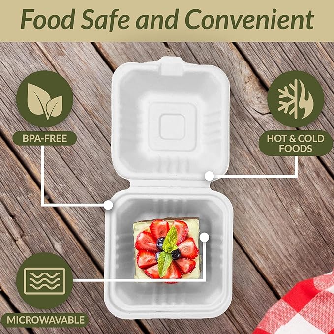 Takeaway Bagasse Sugarcane Burger Box 6 x 6 (200 pcs)