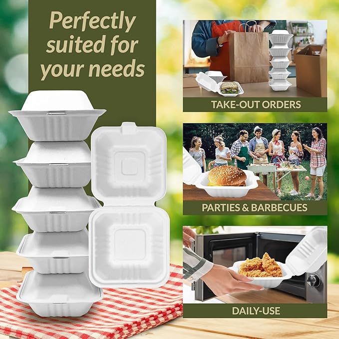 Takeaway Bagasse Sugarcane Burger Box 6 x 6 (200 pcs)