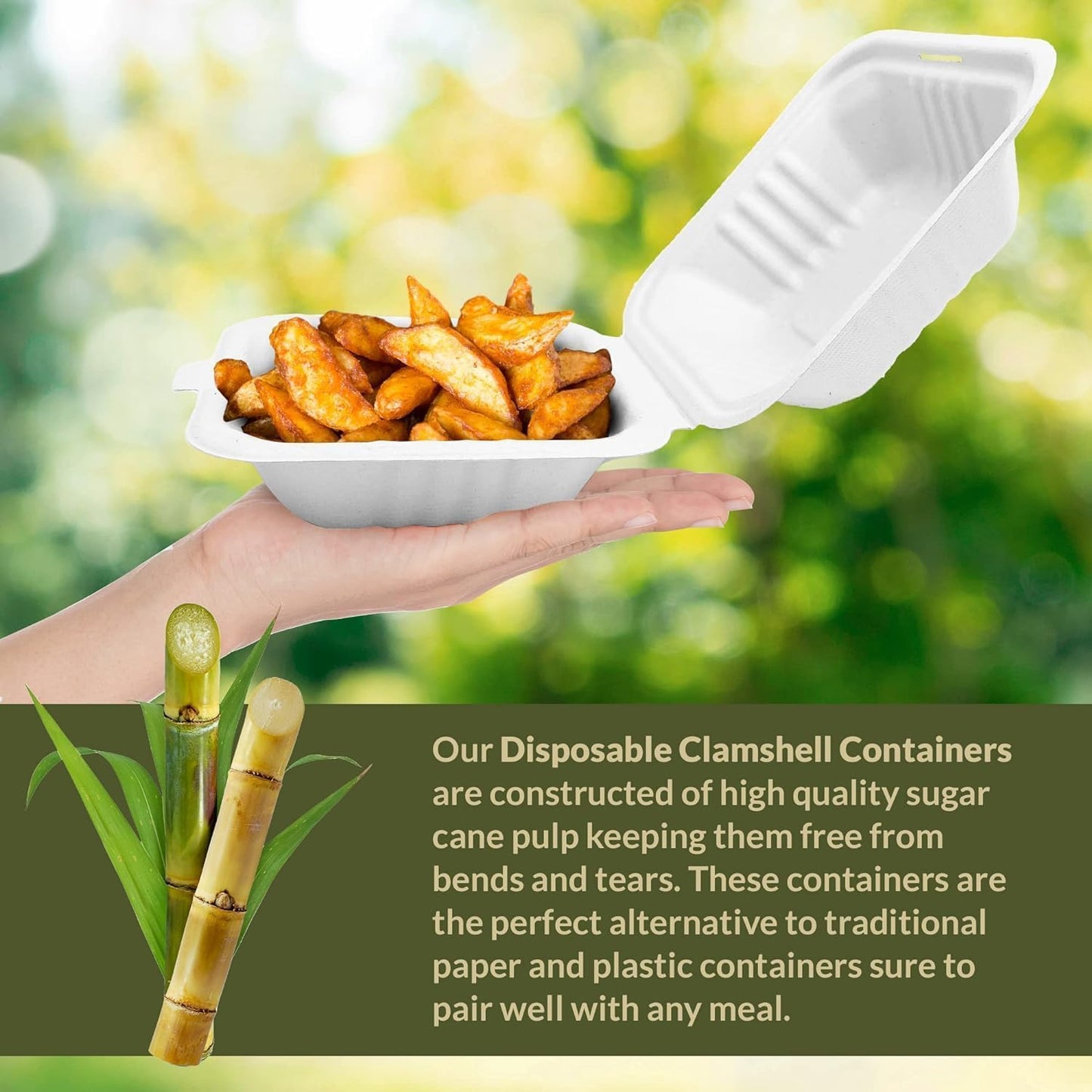 Takeaway Bagasse Sugarcane Burger Box 6 x 6 (200 pcs)