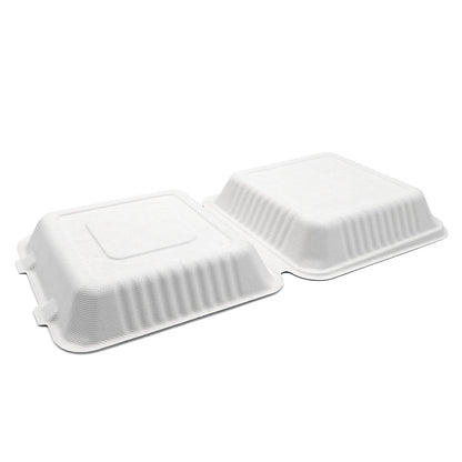 Bagasse Clamshell 9" x 9" (200 pcs)