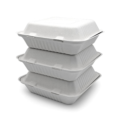 Bagasse Clamshell 9" x 9" (200 pcs)