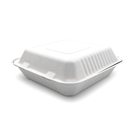 Bagasse Clamshell 9" x 9" (200 pcs)