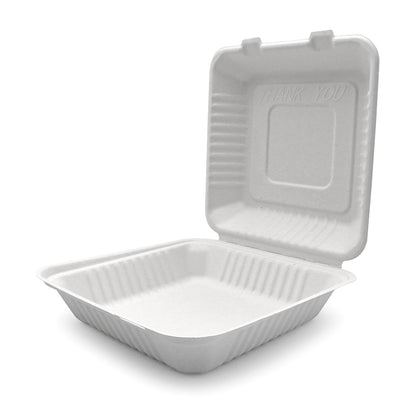 Bagasse Clamshell 9" x 9" (200 pcs)