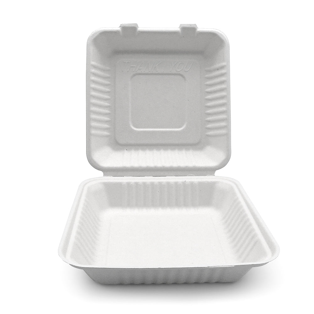 Bagasse Clamshell 9" x 9" (200 pcs)