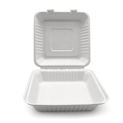 Bagasse Clamshell 9" x 9" (200 pcs)