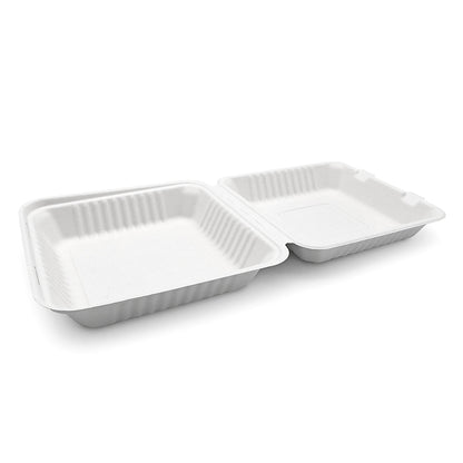 Bagasse Clamshell 9" x 9" (200 pcs)